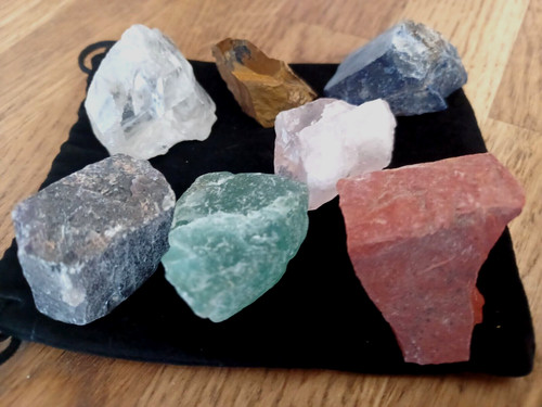 Chakra large crystal set raw - 7,