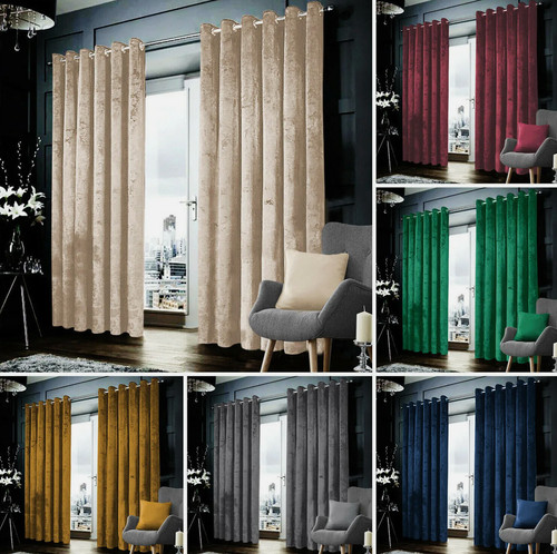 Velvet crushed curtains pair - velvet,