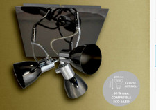 ABAKUS 3 ARM / WAY CEILING LIGHT FITTING GLOSS GUN BLACK  AND CHROME.