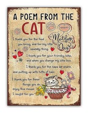 Funny Cat Poem Metal Wall Sign