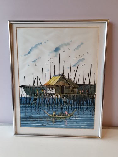 Vintage framed silk - vintage,