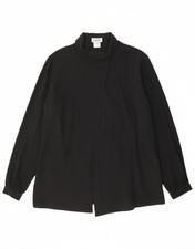 LUCIANO SOPRANI Womens Shirt Blouse IT 46 XL Black Silk BX07