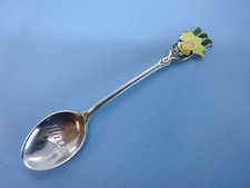 WALES Hallmarked SILVER & Enamel Souvenir SPOON. Turner & Simpson 1970 DAFFODIL