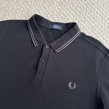 Fred Perry M3600 Short Sleeve Tipped Polo Shirt Black Grey Size 2XL XXL Mod 60s