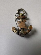 1905 Solid Silver & GOLD Brooch Pendant Anchor - Silversmiths Thomas & Sheldon 