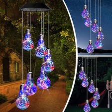 Hanging Colour Changing Solar Powered LED Bulbs  Fairy Lights Garden Wind Chime