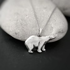 Polar Bear pendant sterling silver, Arctic Bear charm, Animal Conservation