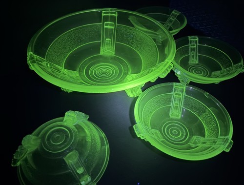 Art deco uranium glass serving - art,