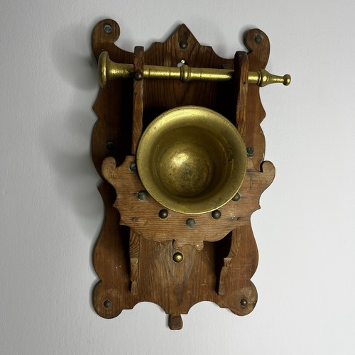 Antique brass mortar and - brass,