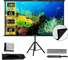 Projector Screen with Stand 60 Inch,Indoor Projection-Screen with Black-Backing,