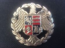 Vintage White Metal Enamel Cap Badge Eagle Garland Lion Knight Helmet Unknown