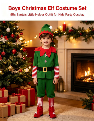 Boys christmas elf costume set - boys,