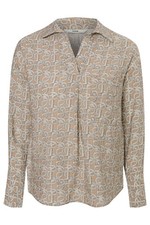 Mocha Chain Print Popover Collared Blouse Silky Soft