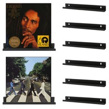 Set of 6 Vinyl Record Wall Mounted Shelf Holder for LP CD Albums Storage Display