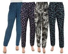 Ladies Tapered Stretch Elasticated Summer Straight Leg Palazzo Trousers UK8-22.