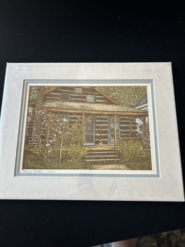 Winter painting log - painting, cabin