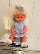 Lovely Tiny Tears In Blue + White Replica Dress,Panties + White Cinderella Shoes