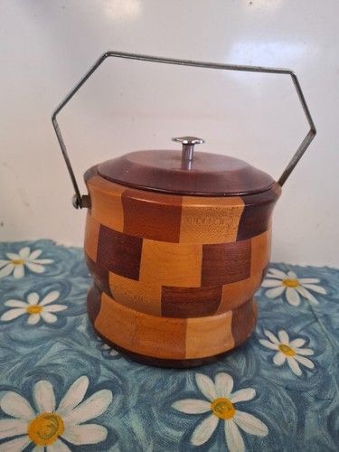 Vintage wooden biscuit barrel - vintage,