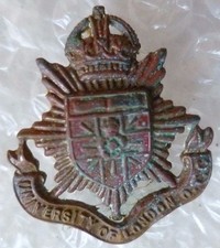 University of London OTC Collar Badge OTC 2 Lugs KC Brass ANTIQUE Org