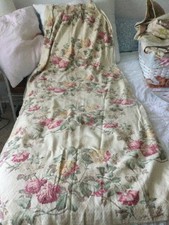 1930’s -40’s Roses Shabby Chic Barkcloth Vintage Fabric Drape Curtain