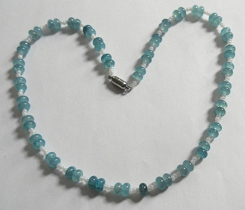 Blue white necklace 54cm - blue,