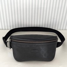 GUCCI GG Imprime 233269 Black Canvas Leather Waist Bum Bag Fanny Crossbody Italy