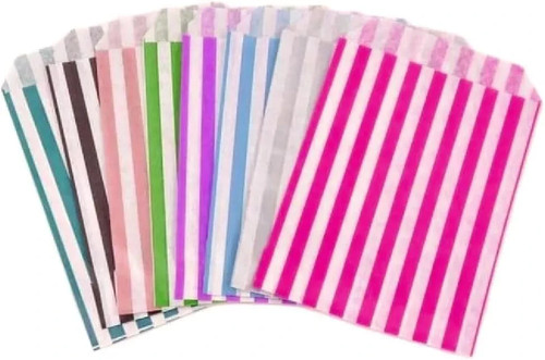 Striped paper candy bags - paper,