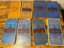 EIGHT Bartholomew’s Tourist & Cyclists Reduced Survey Maps c. 1902-1920 on Cloth