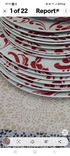 15x red damask porcelain - red,