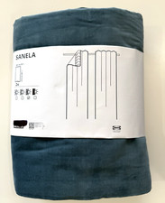 Ikea SANELA Velvet Curtain Darkening 2 Panels 1 pair Dark Gray-Turquoise 55x 84"