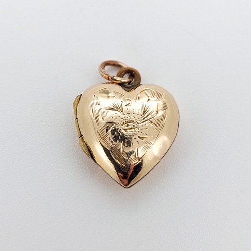 Vintage 9ct gold heart locket - heart,