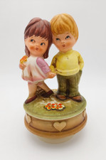 Vintage Boy & Girl Moppets Hummel Style Rotating Musical Box