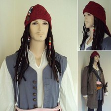 New. Capt. Jack Sparrows Complete Pirate Wig Set, For Costume, Stage, Parties +