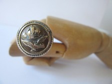 WW1 TRENCH ART BRASS LETTER OPENER  w/ ROYAL NAVAL AIR SERVICE RNAS BUTTON