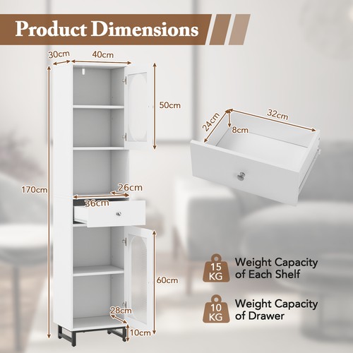 170cm high white floor - high,