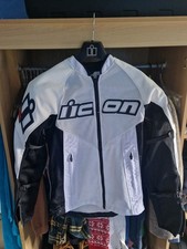 ICON Leather Mesh AF Motorcycle Jacket White / Orange