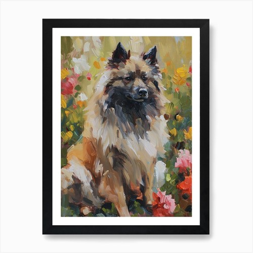 Keeshond acrylic painting - acrylic,