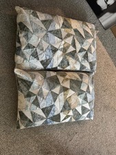 Cushions x 2 From Next - Beige Gold Grey & Green - Geometric Design