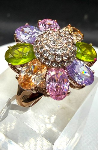Rose gold ring flower - , multi