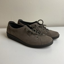 Ecco Soft Shoes Mens Nubuck Leather Lace Up Casual Comfort Sneakers UK8.5 EU42