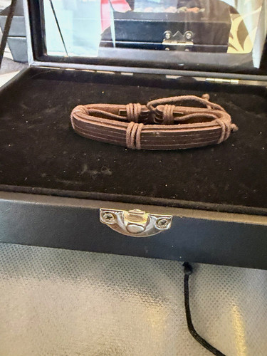Adjustable leather cord wrap - leather,