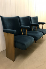 Refurbished Vintage Art-Deco Cinema Seats Teal Velvet Luxury 1920s