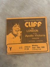 cliff richard’s in london concert ticket apollo victoria sept 1980