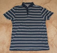 Tesco F&F Men's Blue Striped Short Sleeve Polo Shirt, Size Small