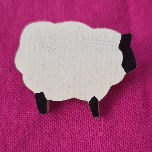 Sheep shape brooch - shape, wooden