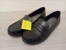 BNWT HOTTER Darcy Black Leather Shoes Size 6 UK Comfort Slip On Made in England