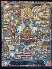 Tibetan Thangka  painting On Silk brocade Fabric