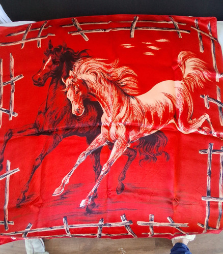 Red silk head scarf - , vintage