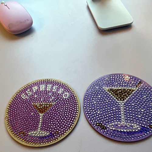 2pc round purple martini dot - purple,