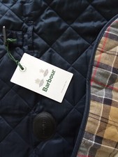 New Barbour Quilt Classic Navy Blue Dog Coat - Size L